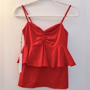 NWT Susana Monaco Perfect Red Peplum Top